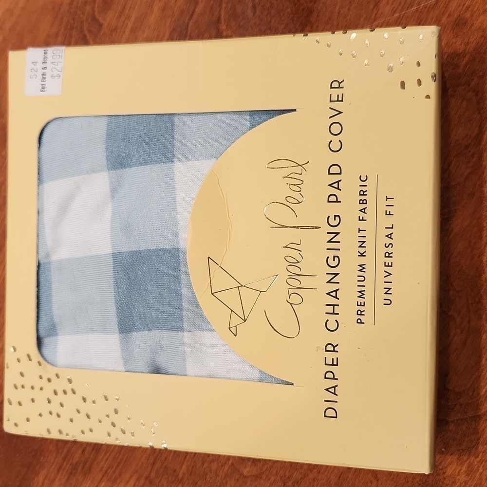 $25 Copper Pearl Diaper Changing Pad Cover Universal Fit Gray/green white NIB